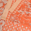 Sanskriti Vintage Sarees Orange Animal Printed 100% Pure Silk Sari Craft Sustainable Fabric