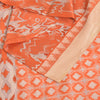 Sanskriti Vintage Sarees Orange Animal Printed 100% Pure Silk Sari Craft Sustainable Fabric