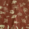 Sanskriti Vintage Sarees Indian Cream/Red Pure Silk Printed Sari Craft Sustainable Fabric