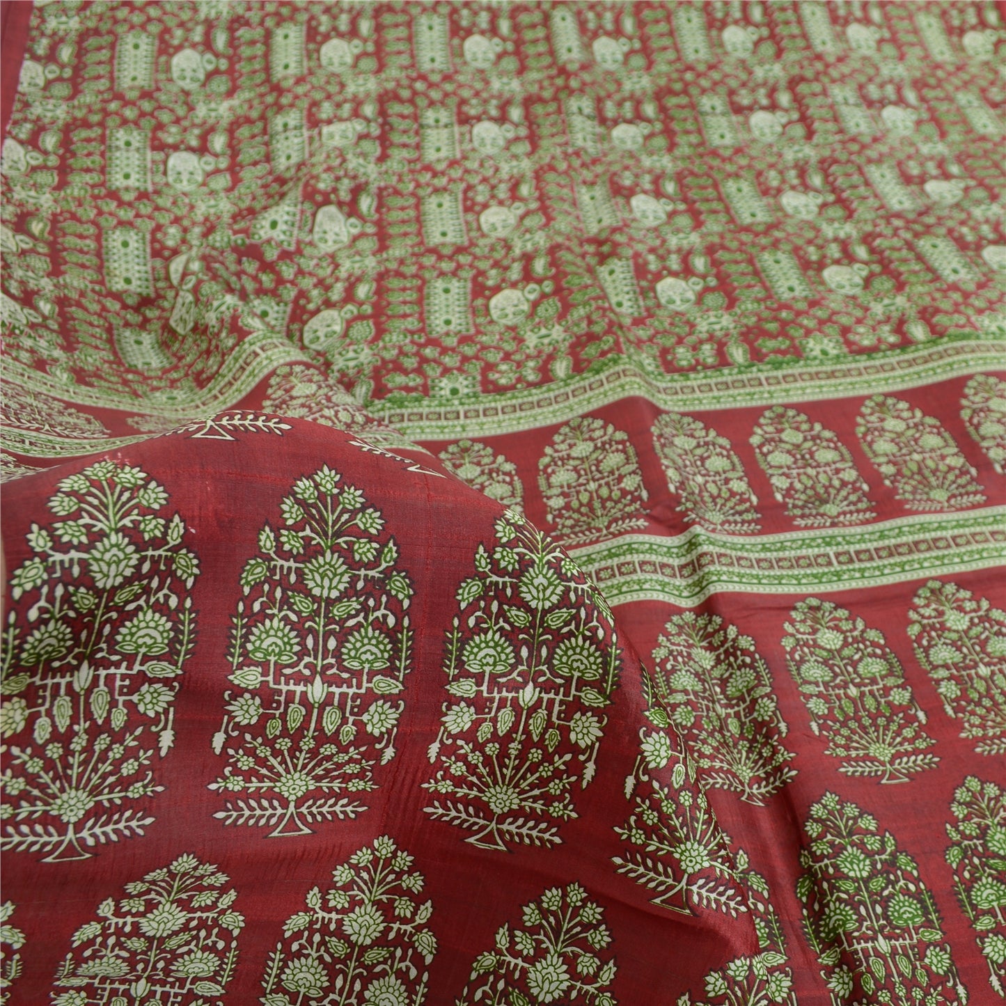 Sanskriti Vintage Sarees 5yd Quilting Felting Craft Sustainable Fabric Pure Silk Print Sari