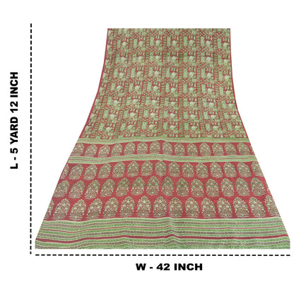 Sanskriti Vintage Sarees 5yd Quilting Felting Craft Sustainable Fabric Pure Silk Print Sari