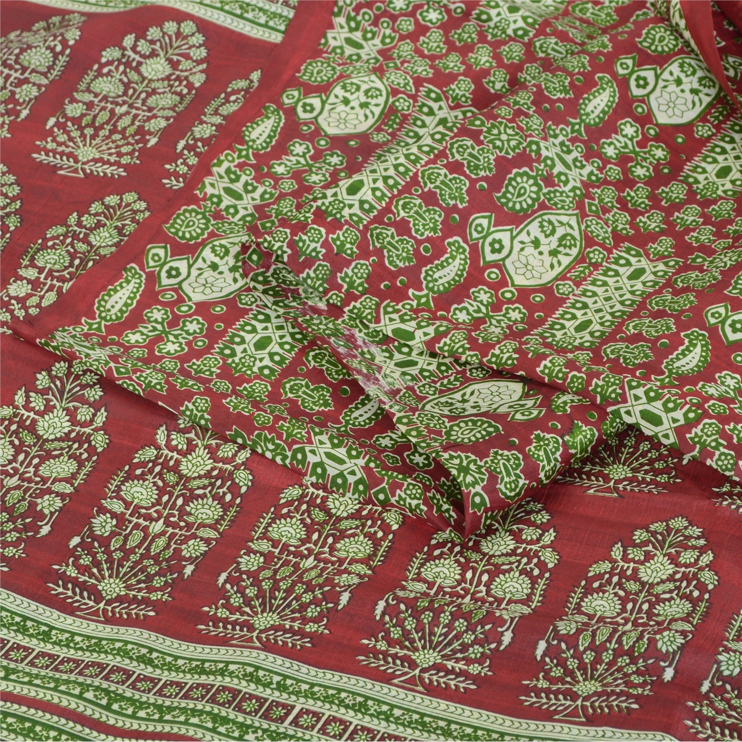 Sanskriti Vintage Sarees 5yd Quilting Felting Craft Sustainable Fabric Pure Silk Print Sari