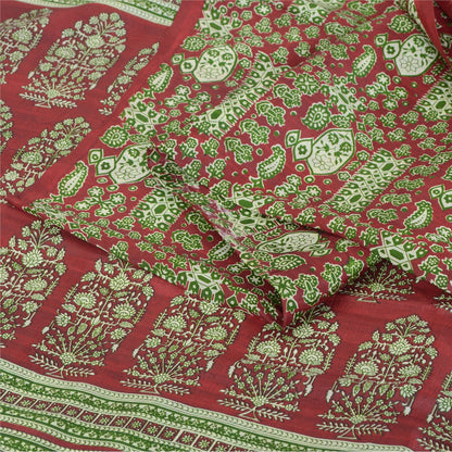 Sanskriti Vintage Sarees 5yd Quilting Felting Craft Sustainable Fabric Pure Silk Print Sari
