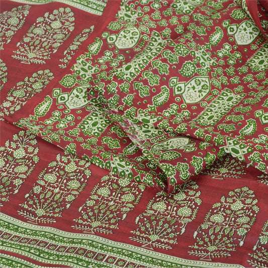 Sanskriti Vintage Sarees 5yd Quilting Felting Craft Sustainable Fabric Pure Silk Print Sari