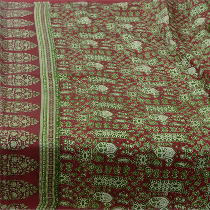 Sanskriti Vintage Sarees 5yd Quilting Felting Craft Sustainable Fabric Pure Silk Print Sari