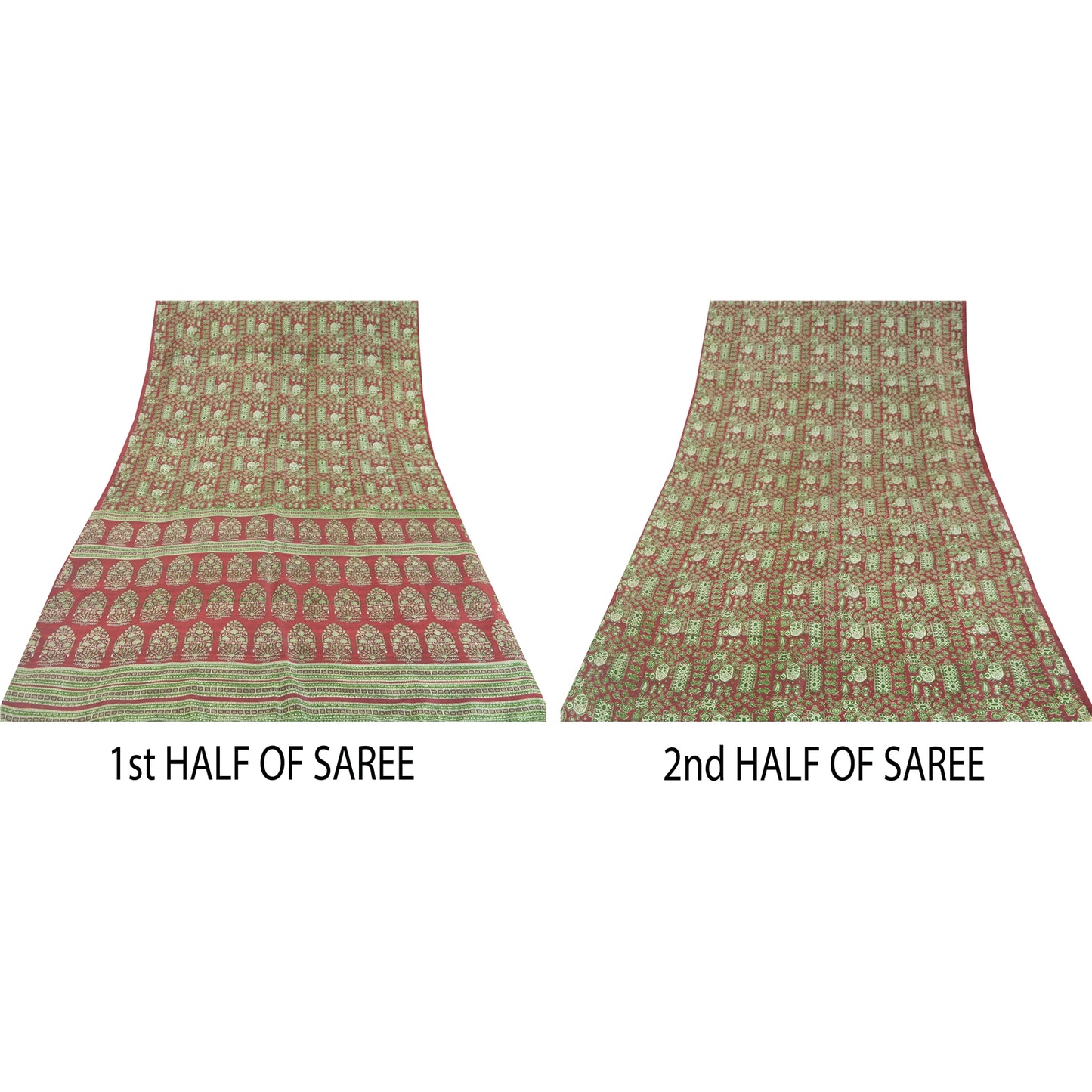 Sanskriti Vintage Sarees 5yd Quilting Felting Craft Sustainable Fabric Pure Silk Print Sari