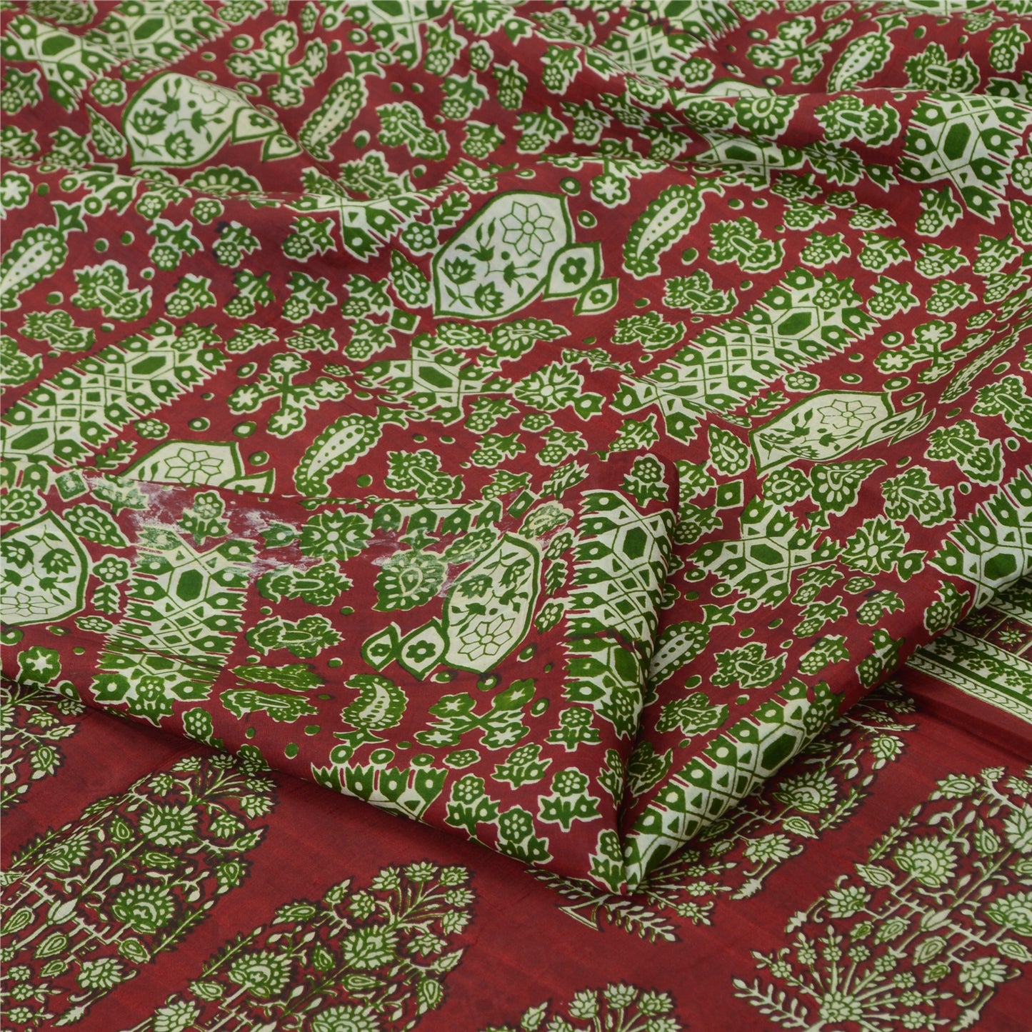 Sanskriti Vintage Sarees 5yd Quilting Felting Craft Sustainable Fabric Pure Silk Print Sari