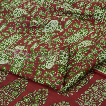 Sanskriti Vintage Sarees 5yd Quilting Felting Craft Sustainable Fabric Pure Silk Print Sari
