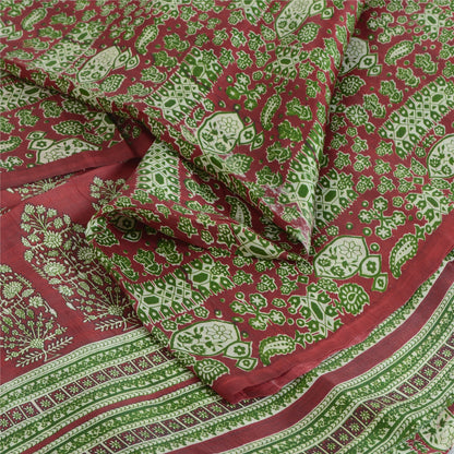Sanskriti Vintage Sarees 5yd Quilting Felting Craft Sustainable Fabric Pure Silk Print Sari