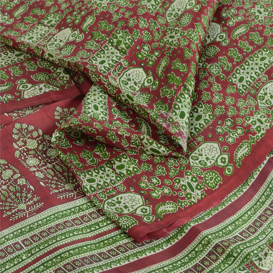 Sanskriti Vintage Sarees 5yd Quilting Felting Craft Sustainable Fabric Pure Silk Print Sari