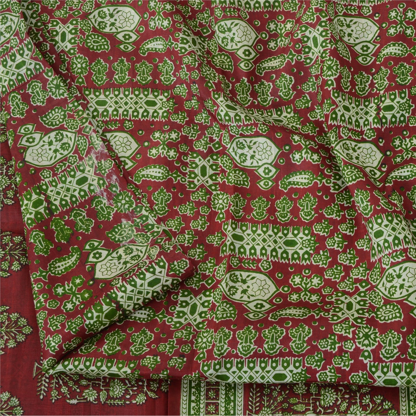 Sanskriti Vintage Sarees 5yd Quilting Felting Craft Sustainable Fabric Pure Silk Print Sari