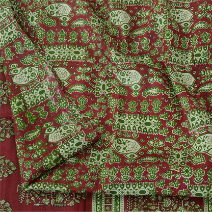 Sanskriti Vintage Sarees 5yd Quilting Felting Craft Sustainable Fabric Pure Silk Print Sari