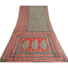 Sanskriti Vintage Sarees Black & Red 100%Pure Silk Printed Sari 5YD Craft Fabric