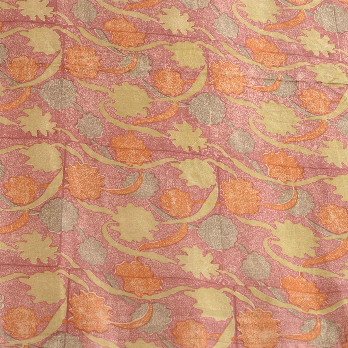 Sanskriti Vintage Sarees From India Red Pure Silk Floral Print Sari Craft Fabric