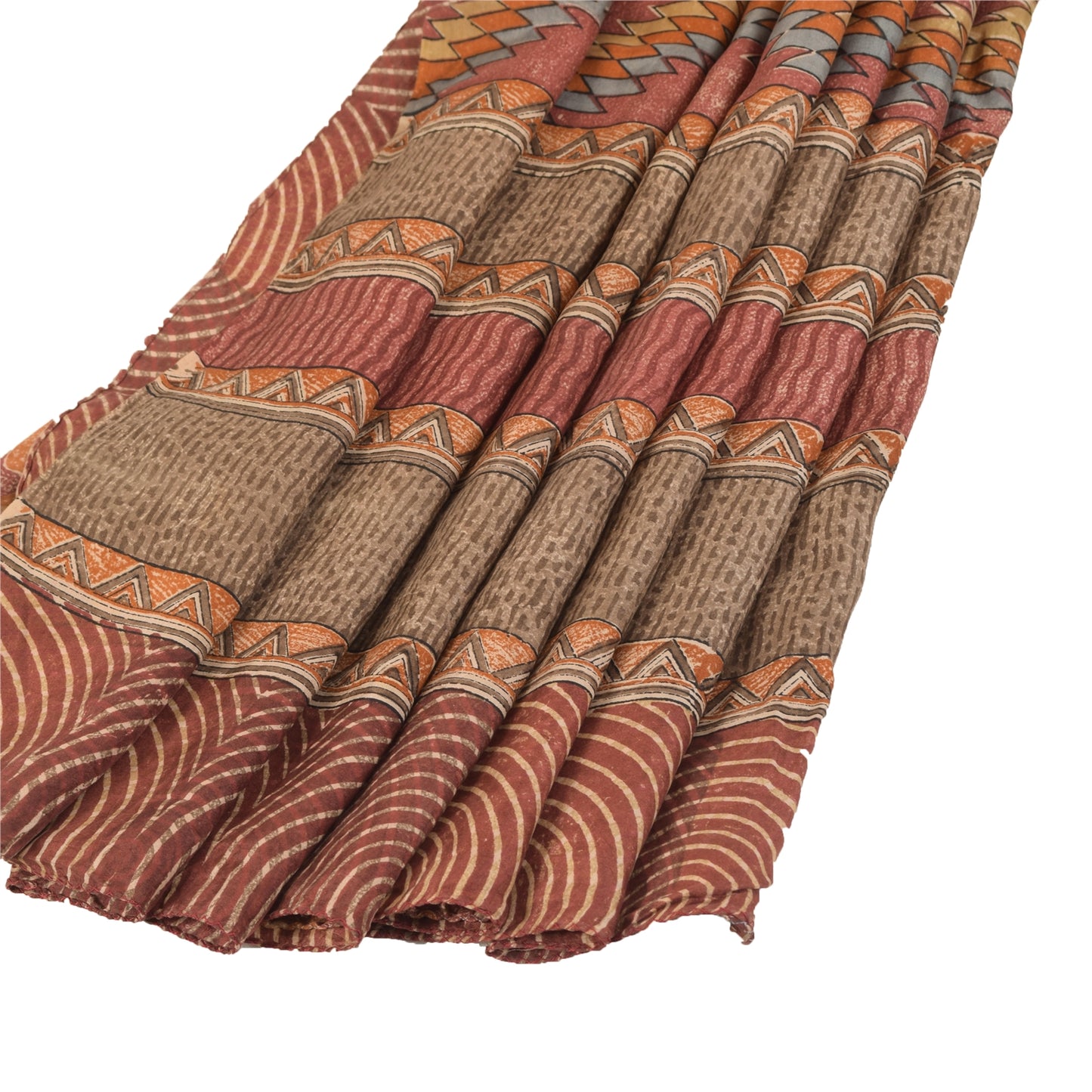 Sanskriti Vintage Sarees From India Red Pure Silk Floral Print Sari Craft Fabric