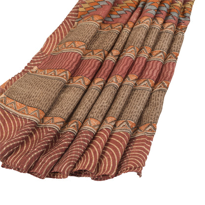 Sanskriti Vintage Sarees From India Red Pure Silk Floral Print Sari Craft Fabric