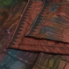 Load image into Gallery viewer, Sanskriti Vintage Sarees From India Brown Pure Silk Printed Sari Craft Fabric
