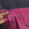 Sanskriti Vintage Sarees Indian Blue/Pink Pure Silk Printed Sari Craft Sustainable Fabric