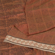 Load image into Gallery viewer, Sanskriti Vintage Brown Sarees 100% Pure Silk Printed Sari Craft 5 Yard Fabric
