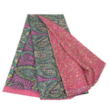 Load image into Gallery viewer, Sanskriti Vintage Pink/Green Sarees 100% Pure Silk Printed Sari 5yd Craft Fabric
