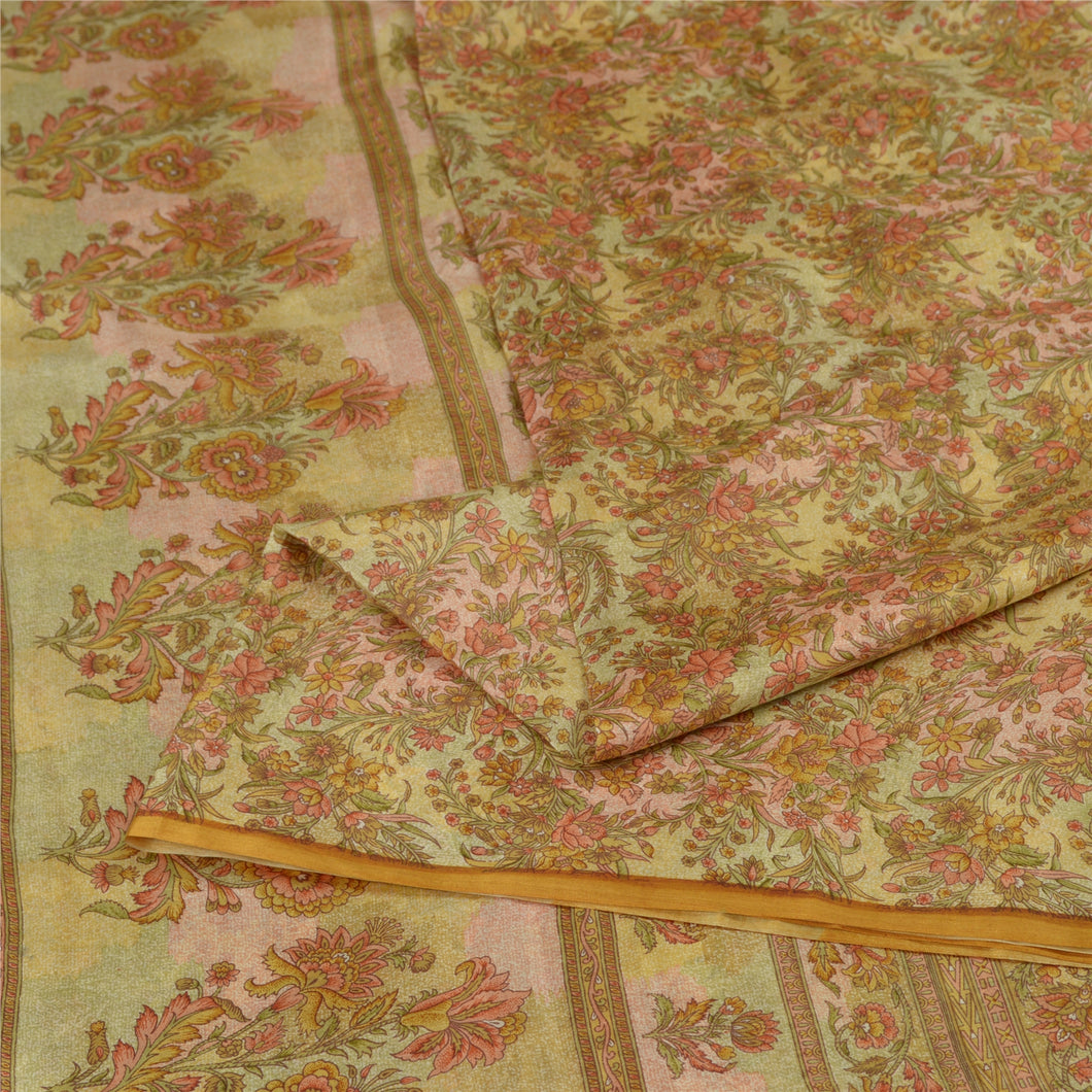 Sanskriti Vintage Sarees Pure Silk Craft Fabric Printed Sari