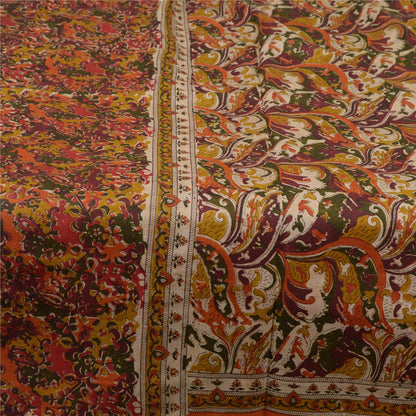 Sanskriti Vintage Sarier Fra Indien Multi Ren Silke Trykt Sari Håndværk Bæredygtigt Stoff