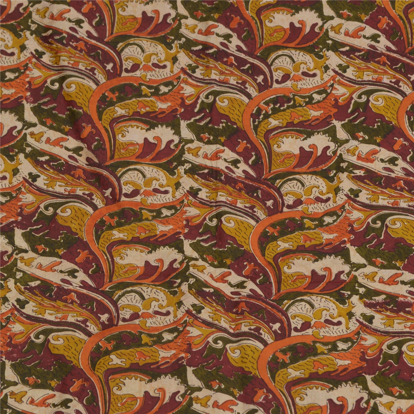 Sanskriti Vintage Sarier Fra Indien Multi Ren Silke Trykt Sari Håndværk Bæredygtigt Stoff