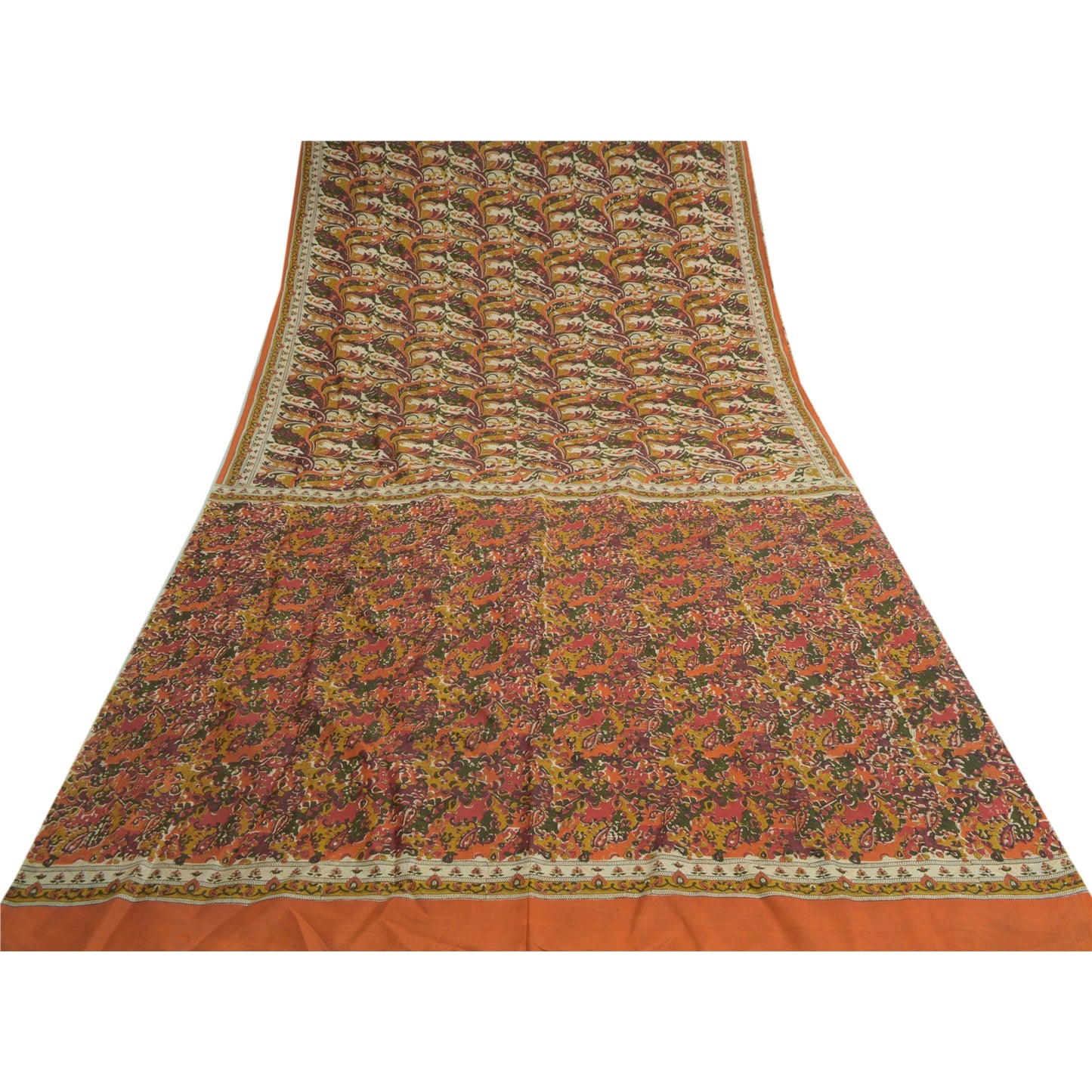 Sanskriti Vintage Sarier Fra Indien Multi Ren Silke Trykt Sari Håndværk Bæredygtigt Stoff