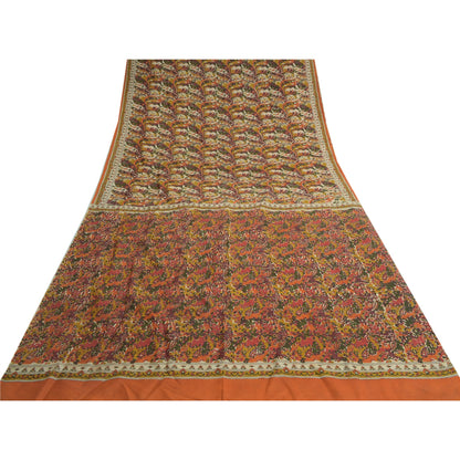 Sanskriti Vintage Sarier Fra Indien Multi Ren Silke Trykt Sari Håndværk Bæredygtigt Stoff