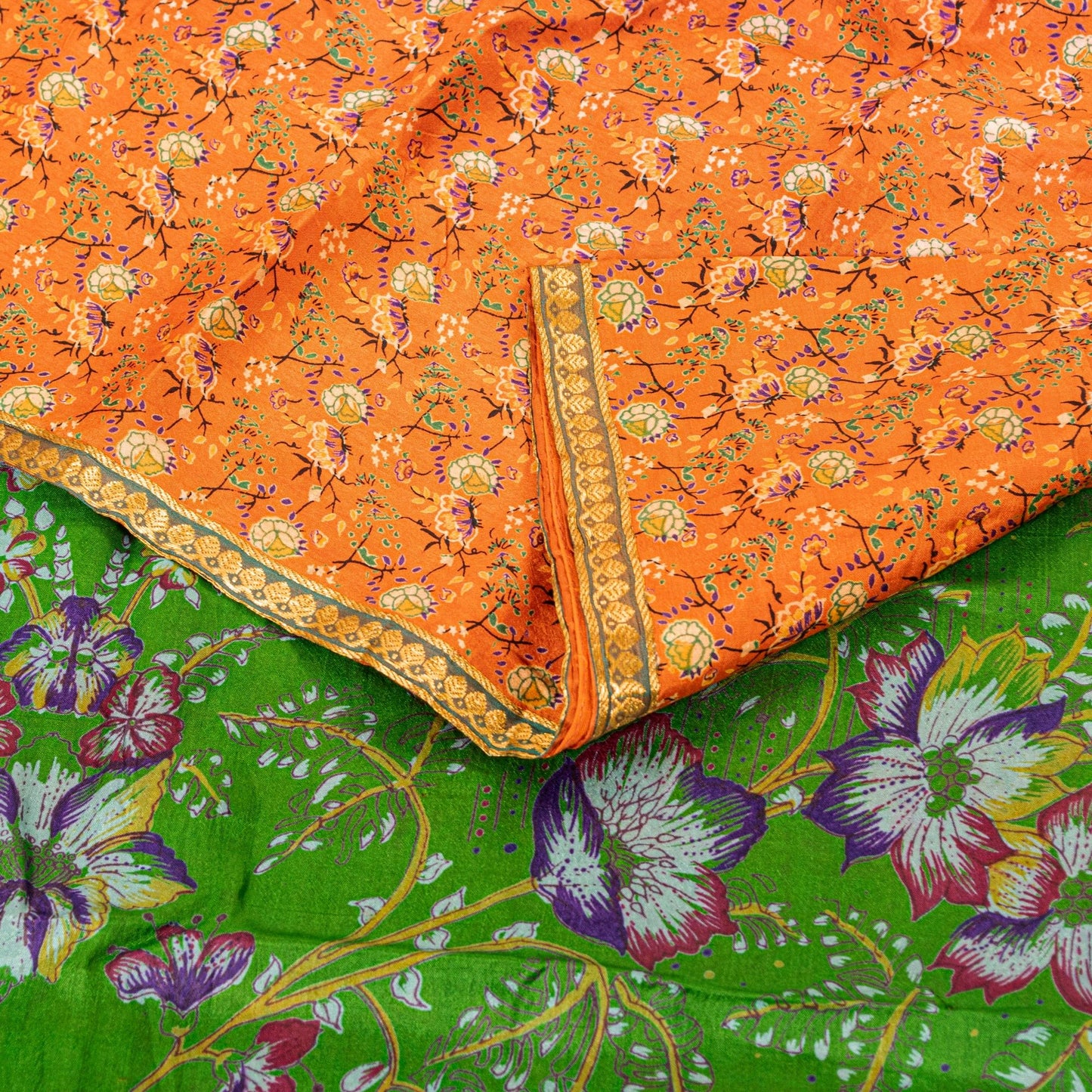 Sanskriti Vintage Sarees Pure Silk Quilting Felting Craft Sustainable Fabric Printed Sari