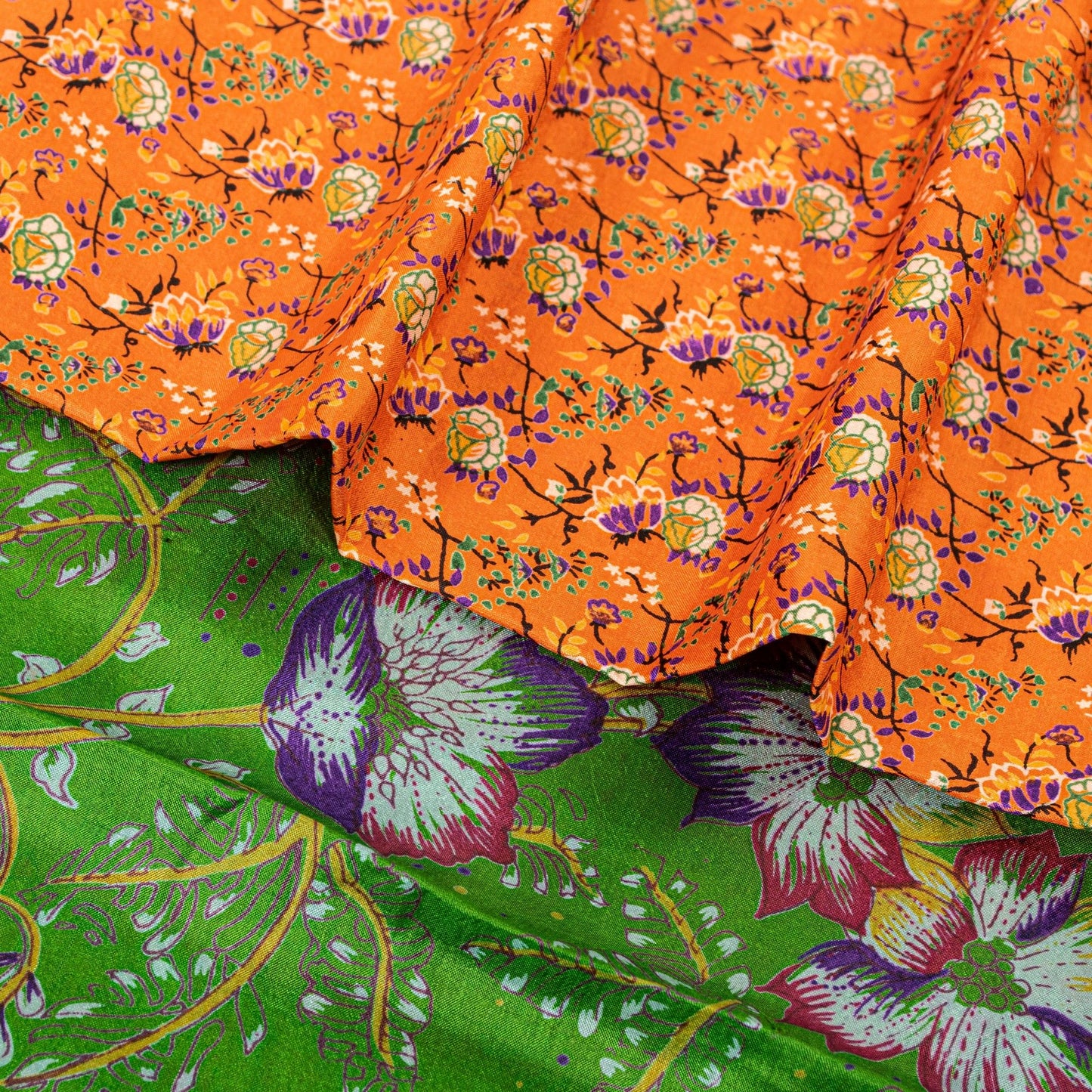 Sanskriti Vintage Sarees Pure Silk Quilting Felting Craft Sustainable Fabric Printed Sari