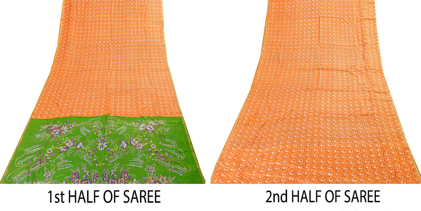 Sanskriti Vintage Sarees Pure Silk Quilting Felting Craft Sustainable Fabric Printed Sari