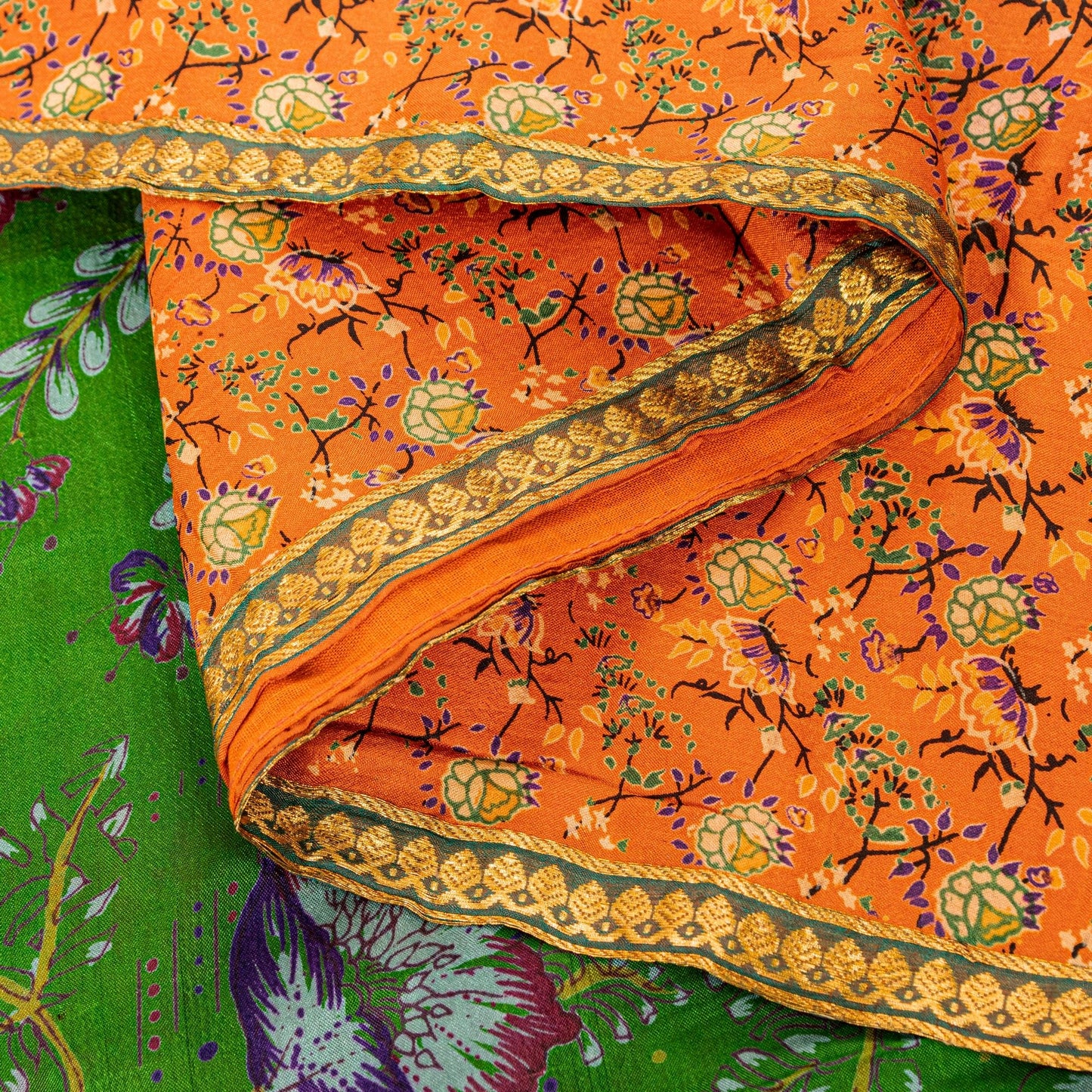 Sanskriti Vintage Sarees Pure Silk Quilting Felting Craft Sustainable Fabric Printed Sari