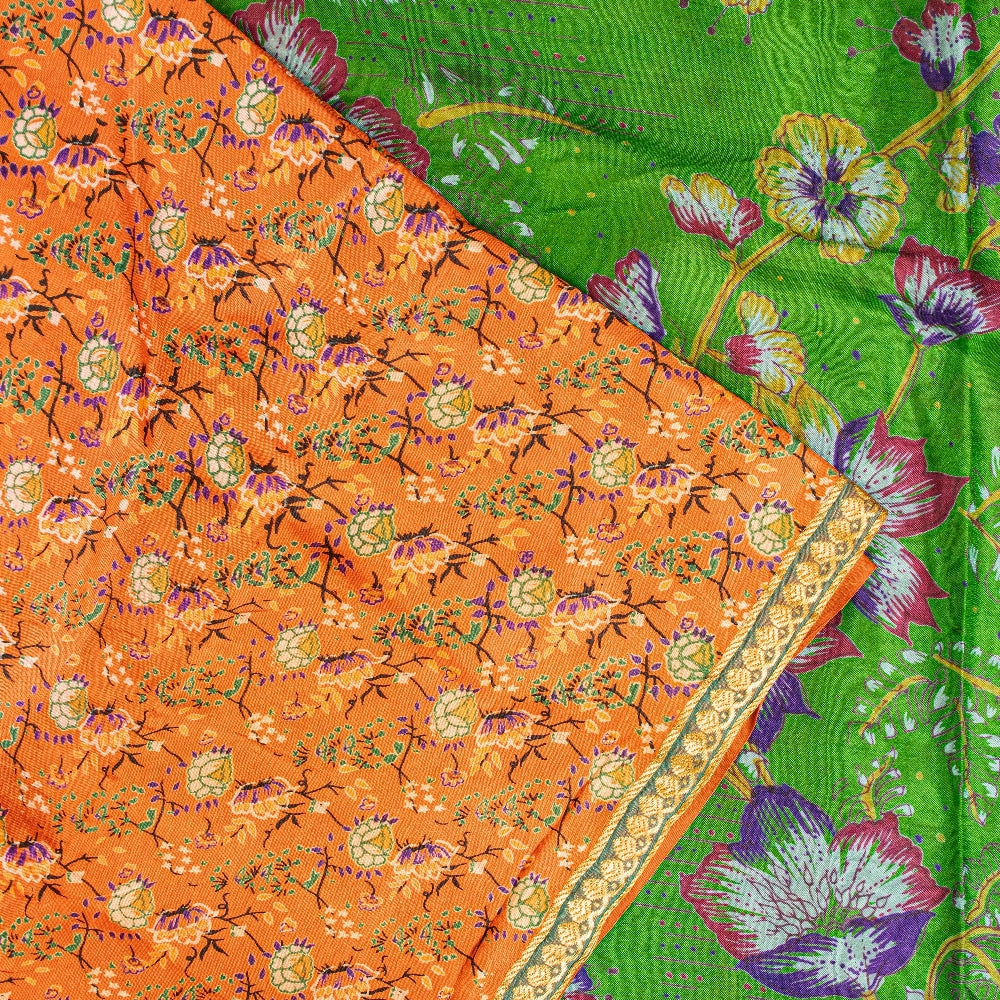 Sanskriti Vintage Sarees Pure Silk Quilting Felting Craft Sustainable Fabric Printed Sari