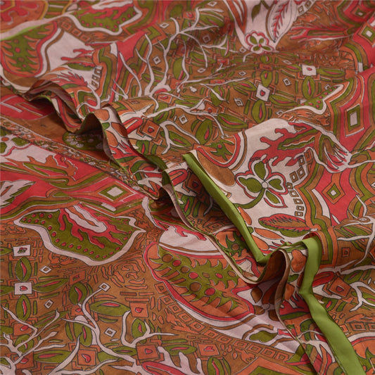 Sanskriti Vintage Sarees Multi 100% Pure Silk Abstract Printed Sari Craft Sustainable Fabric