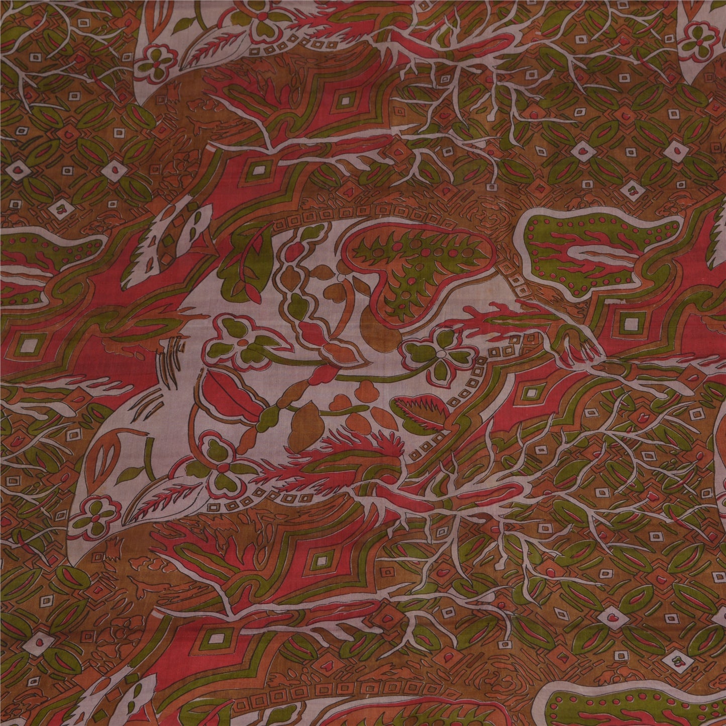 Sanskriti Vintage Sarees Multi 100% Pure Silk Abstract Printed Sari Craft Sustainable Fabric