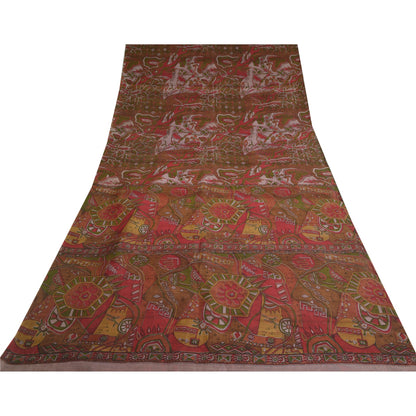 Sanskriti Vintage Sarees Multi 100% Pure Silk Abstract Printed Sari Craft Sustainable Fabric