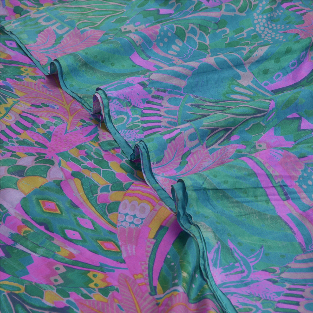 Sanskriti Vintage Sarees 6yd Quilting Felting Craft Fabric Pure Silk Print Sari
