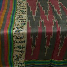 Load image into Gallery viewer, Sanskriti Vintage Sarees Multi Pure Silk Warli Art Printed Sari 5yd Craft Fabric
