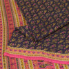 Sanskriti Vintage Sarees Indian Blue/Pink Pure Silk Printed Sari Craft Sustainable Fabric
