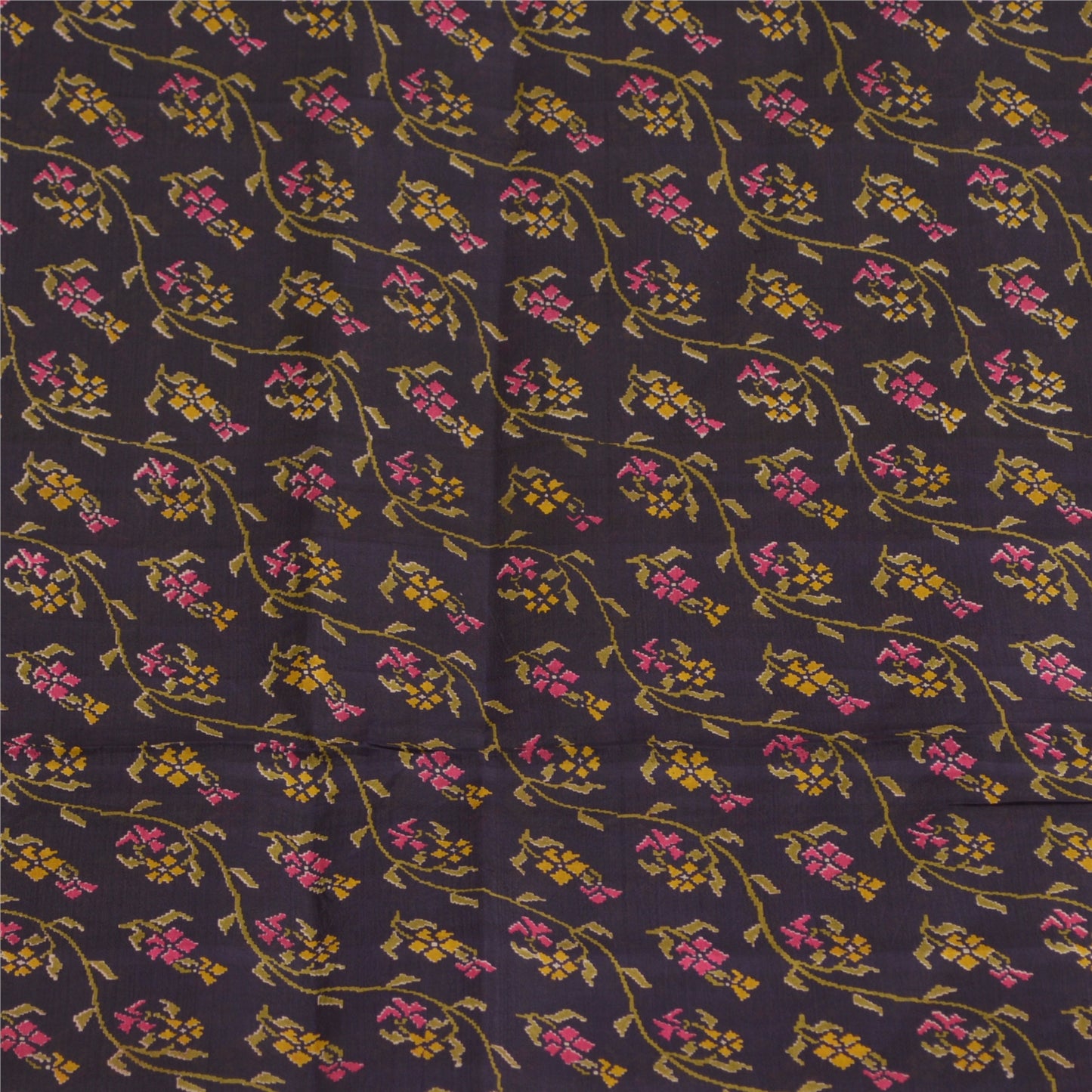 Sanskriti Vintage Sarees Indian Blue/Pink Pure Silk Printed Sari Craft Sustainable Fabric