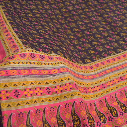 Sanskriti Vintage Sarees Indian Blue/Pink Pure Silk Printed Sari Craft Sustainable Fabric