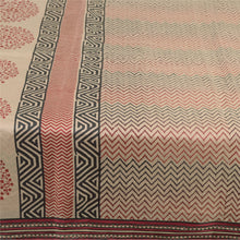 Load image into Gallery viewer, Sanskriti Vintage Sarees Red/Black Hand Block Print Pure Silk Sari Craft Fabric
