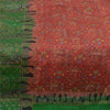 Sanskriti Vintage Sarees Red/Green Pure Silk Printed Sari Floral Craft Sustainable Fabric