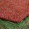 Sanskriti Vintage Sarees Red/Green Pure Silk Printed Sari Floral Craft Sustainable Fabric