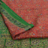 Sanskriti Vintage Sarees Red/Green Pure Silk Printed Sari Floral Craft Sustainable Fabric