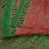 Sanskriti Vintage Sarees Red/Green Pure Silk Printed Sari Floral Craft Sustainable Fabric