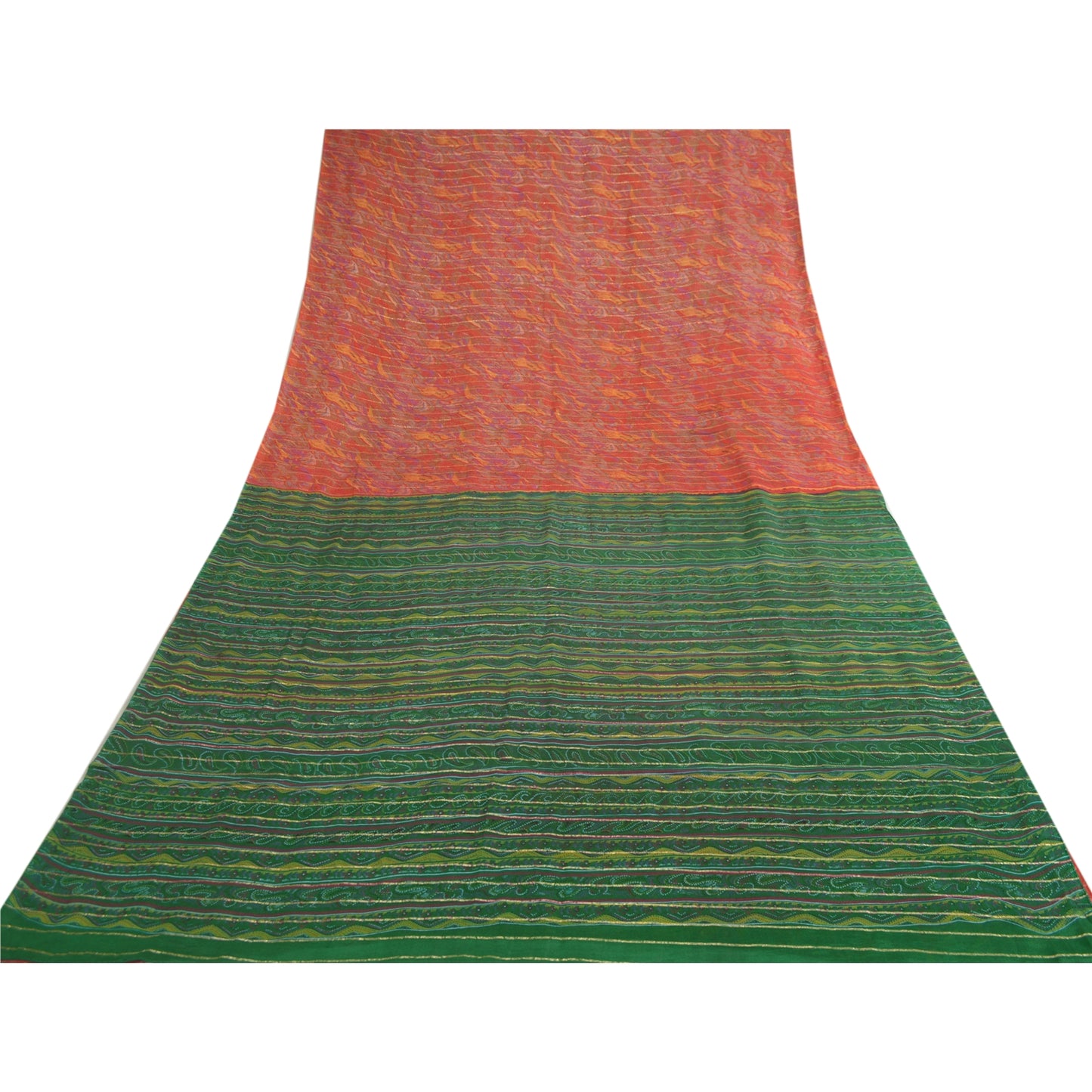 Sanskriti Vintage Sarees Indian Red 100% Pure Silk Printed Sari 5yd Craft Sustainable Fabric