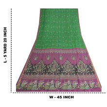 Load image into Gallery viewer, Sanskriti Vintage Sarees Indian Green 100% Pure Silk Printed Sari Craft Fabric
