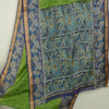 Sanskriti Vintage Sarees Green/Blue 100% Pure Silk Printed Sari 5yd Craft Sustainable Fabric